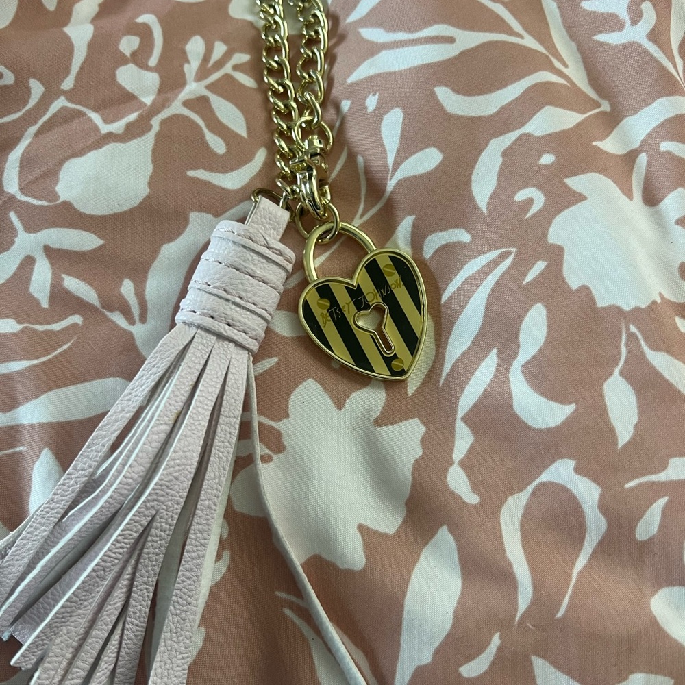Gold Heart Pendant purse charm with Tassel